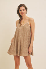 Brown Flowy Jacquard Ditsy Romper