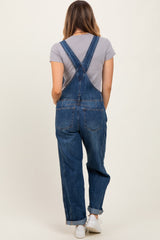 Navy Blue Barrel Leg Rolled Cuff Overall