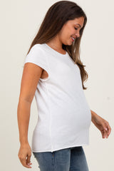 Ivory Soft Cap Sleeve Maternity T-Shirt Top