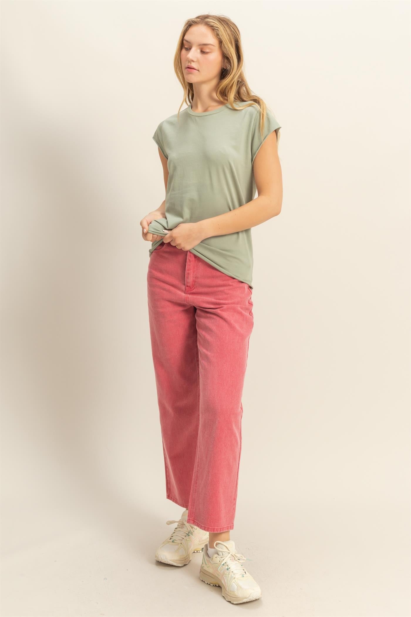 Sage Soft Cap Sleeve Maternity T-Shirt Top