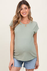 Sage Soft Cap Sleeve Maternity T-Shirt Top