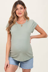 Sage Soft Cap Sleeve Maternity T-Shirt Top