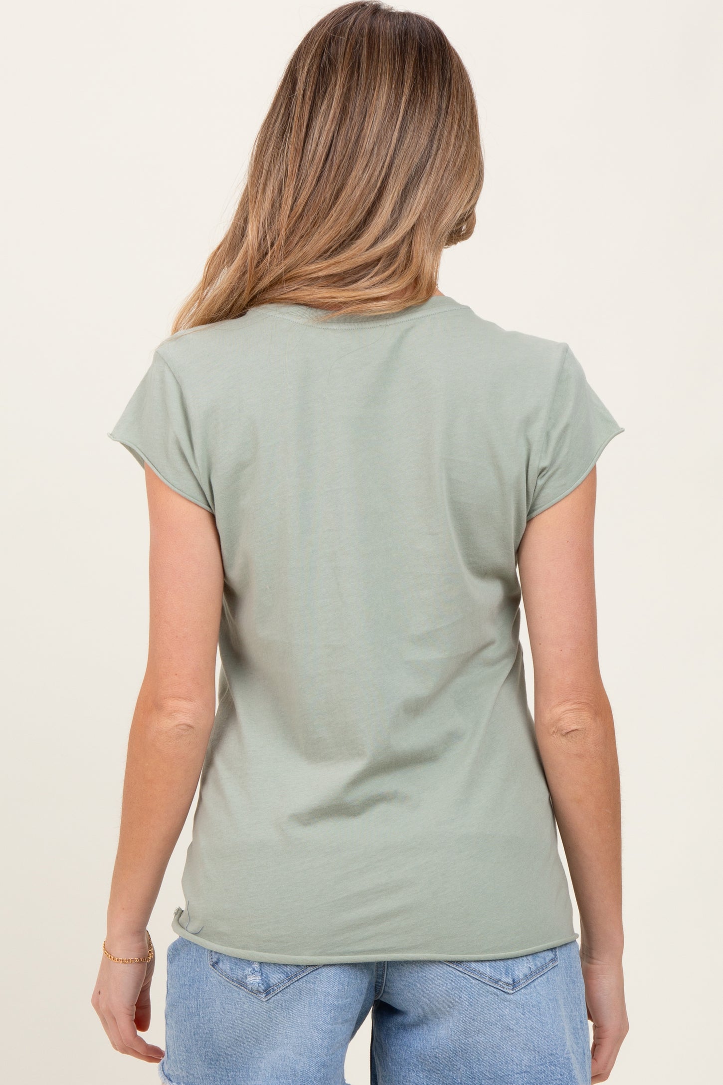 Sage Soft Cap Sleeve Maternity T-Shirt Top