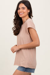 Taupe Soft Cap Sleeve Maternity T-Shirt Top