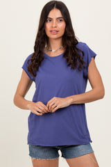 Navy Soft Cap Sleeve Maternity T-Shirt Top