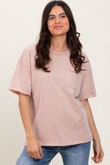 Taupe Short Sleeve Front Pocket Tunic Top