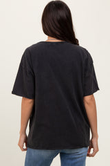 Black Short Sleeve Front Pocket Tunic Top