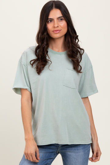 Sage Short Sleeve Front Pocket Tunic Top