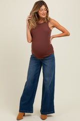 Navy Blue Super Wide Leg Maternity Jeans