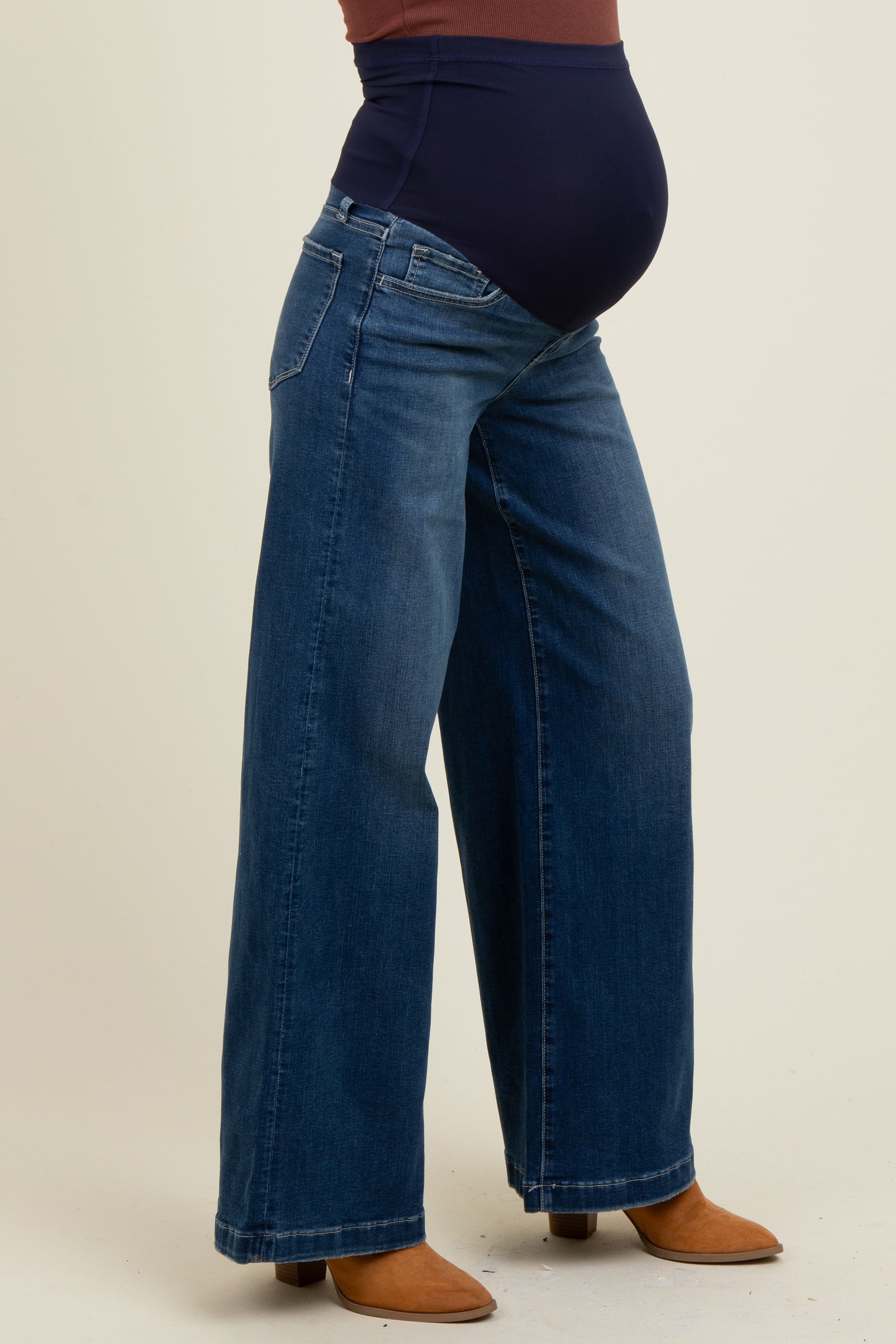Navy Blue Super Wide Leg Maternity Jeans