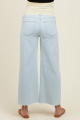 Light Blue Raw Hem Cropped Wide Leg Maternity Jeans