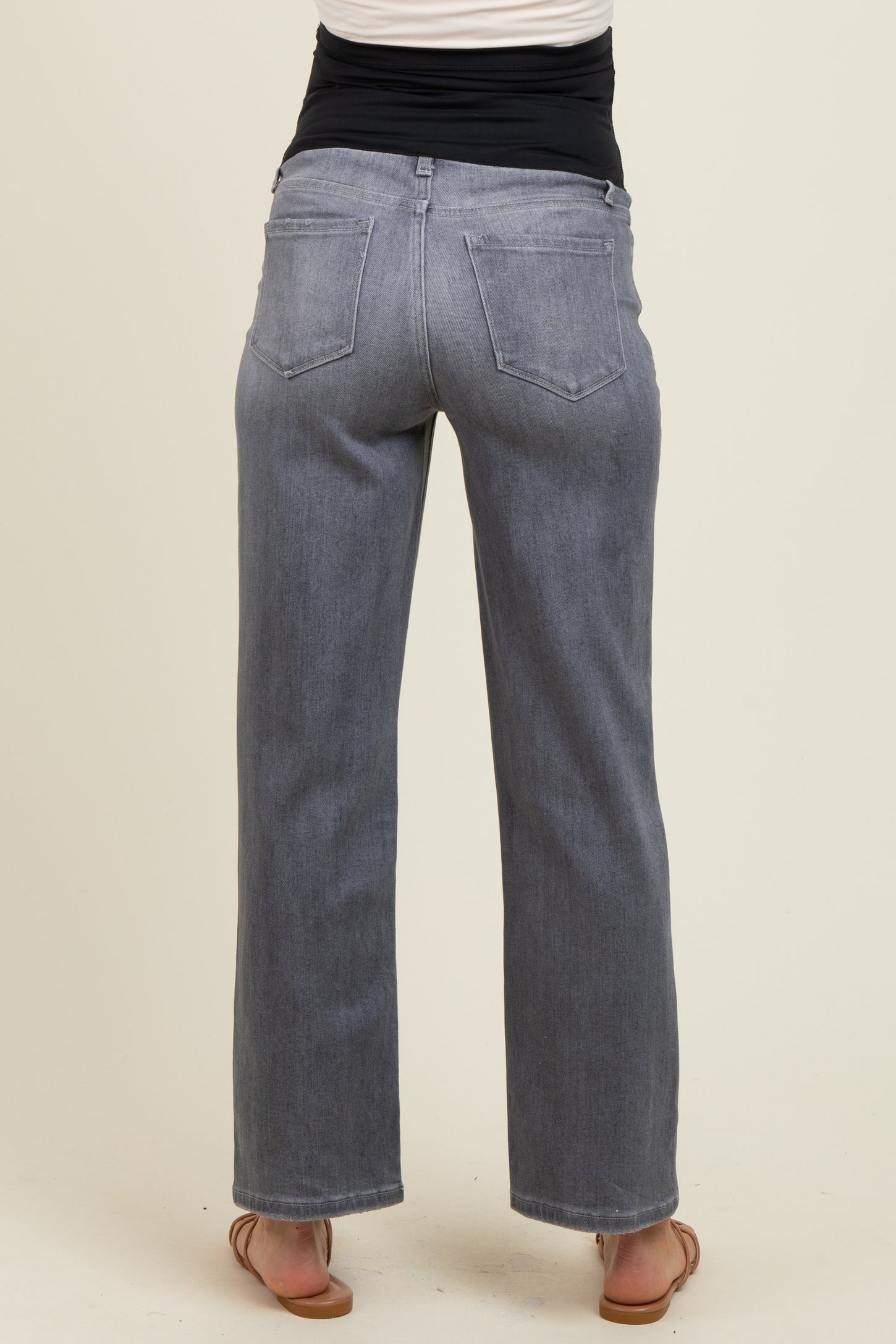 Charcoal Ankle Slim Wide Leg Maternity Jeans