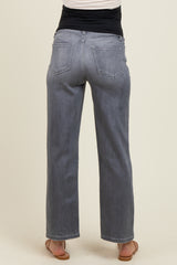 Charcoal Ankle Slim Wide Leg Maternity Jeans