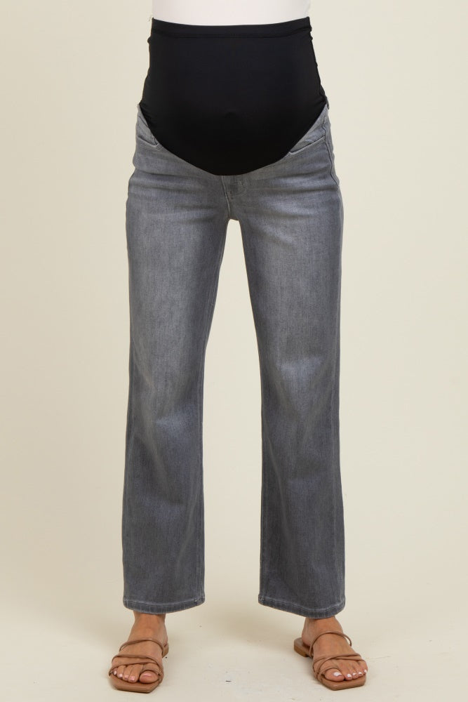 Charcoal Ankle Slim Wide Leg Maternity Jeans