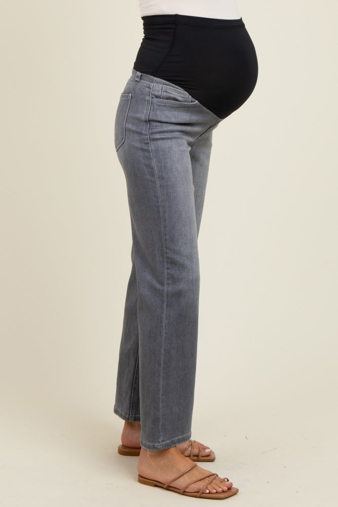 Charcoal Ankle Slim Wide Leg Maternity Jeans