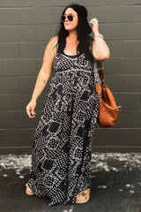 Black Paisley Printed Wide Relaxed Fit Jumpsuit