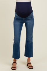 Navy Raw Hem Kick Flare Maternity Jeans