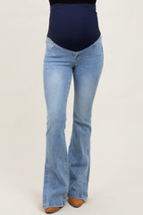 Light Blue Split Flare Bootcut Maternity Jeans