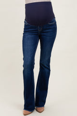 Navy Raw Hem Bootcut Maternity Jeans