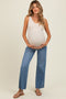 Blue Raw Hem Ankle Slim Wide Leg Maternity Jeans