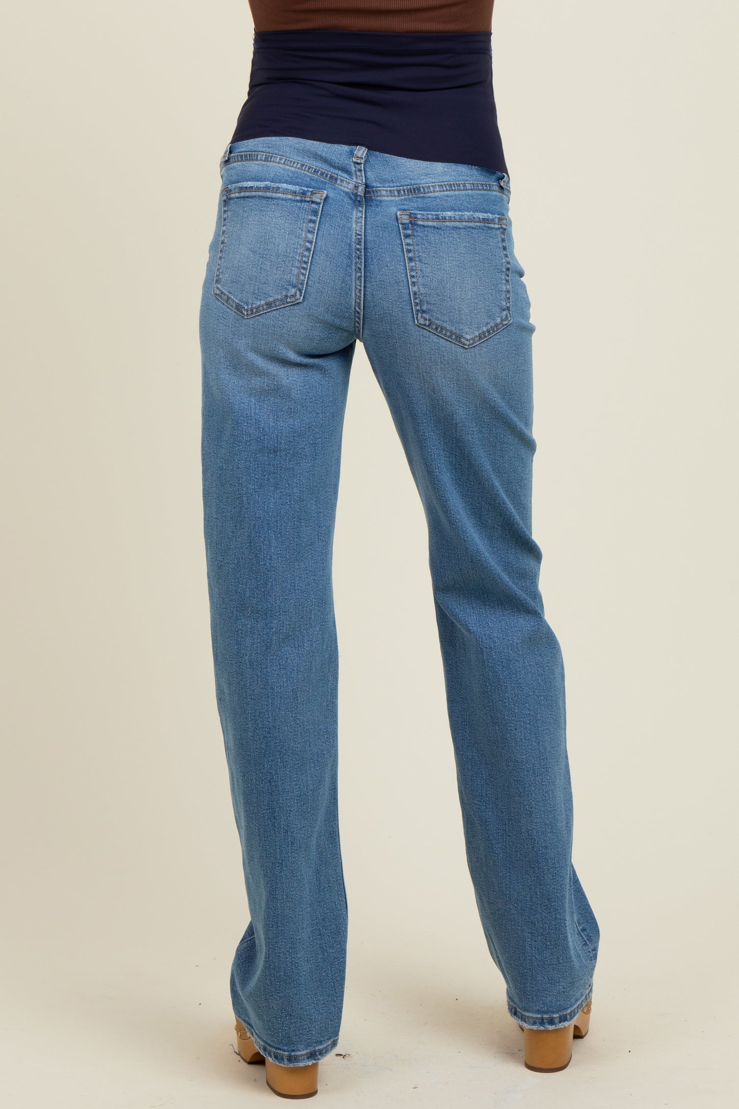 Blue Vintage Wash Straight Leg Maternity Jeans