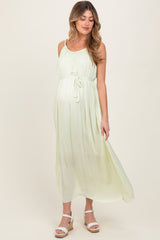 Light Mint Braided Neckline Maternity Maxi Dress