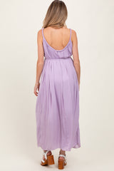 Lavender Braided Neckline Maternity Maxi Dress