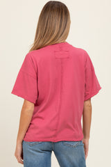 Dark Mauve Boxy Raw Edge Maternity Short Sleeve Tee