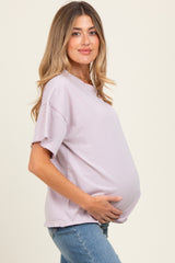 Lavender Boxy Raw Edge Maternity Short Sleeve Tee