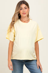 Yellow Boxy Raw Edge Maternity Short Sleeve Tee