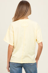 Yellow Boxy Raw Edge Maternity Short Sleeve Tee