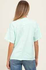 Mint Boxy Raw Edge Maternity Short Sleeve Tee