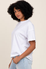 White Boxy Raw Edge Short Sleeve Tee