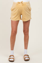 Yellow Hidden Drawstring Maternity Shorts