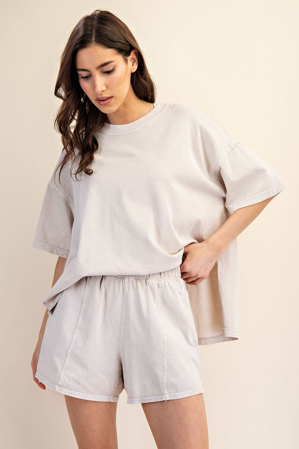 Light Grey Washed Oversized Boxy Maternity Tee