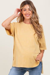 Yellow Washed Oversized Boxy Maternity Tee