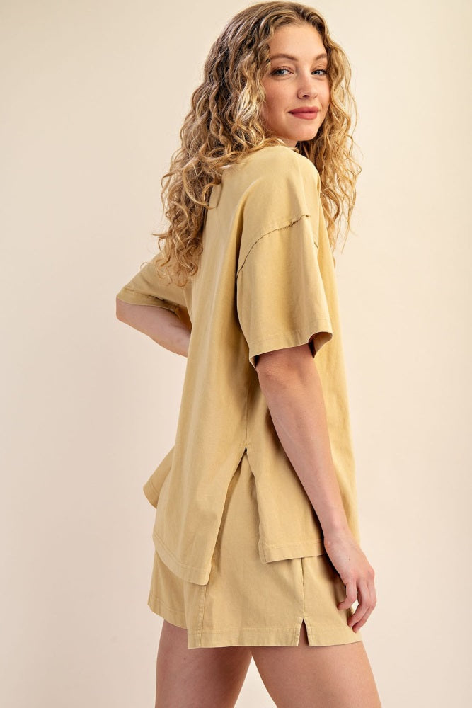 Yellow Washed Oversized Boxy Tee