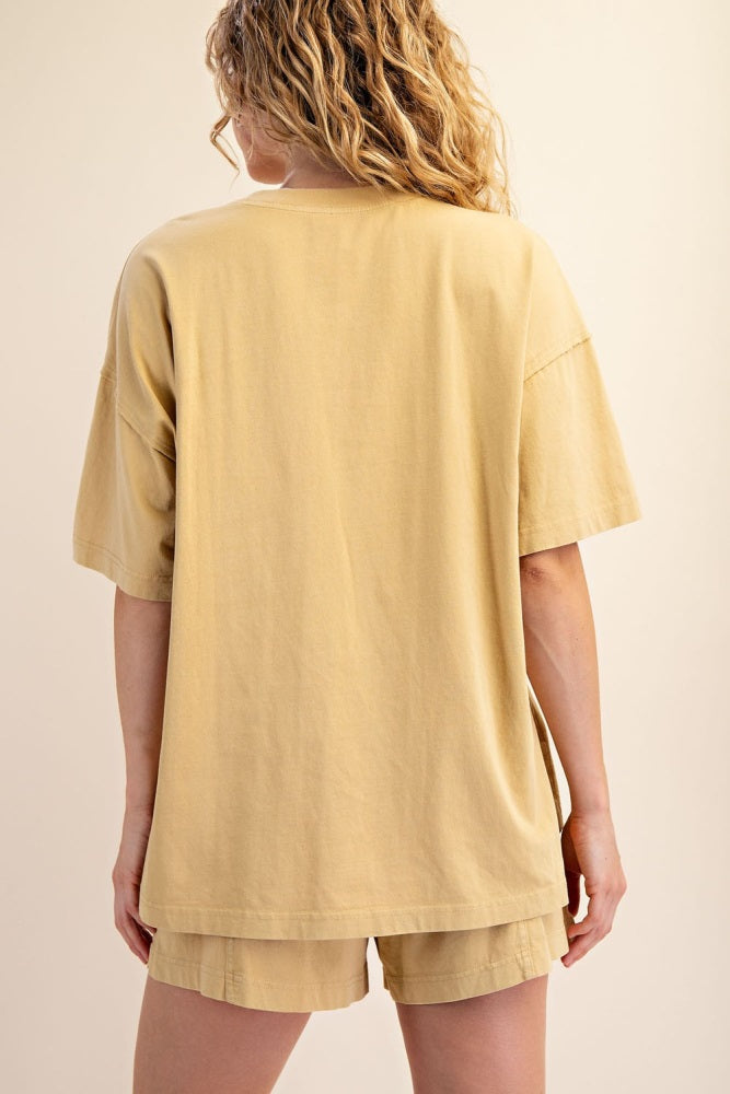 Yellow Washed Oversized Boxy Tee