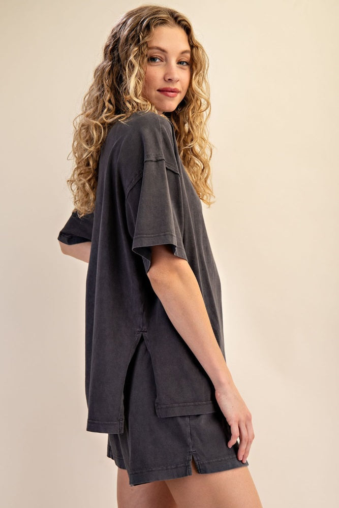 Black Washed Oversized Boxy Tee