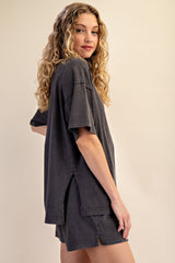 Black Washed Oversized Boxy Tee