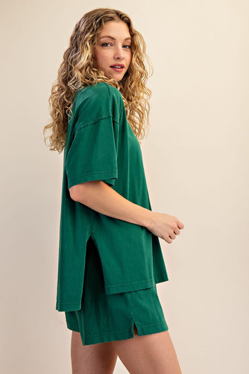 Green Washed Oversized Boxy Tee