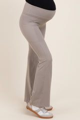 Taupe Active Pocket Flared Maternity Leggings