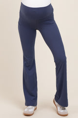 Navy Active Pocket Flared Maternity Leggings