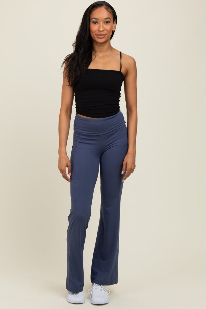 Navy Active Pocket Flared Leggings