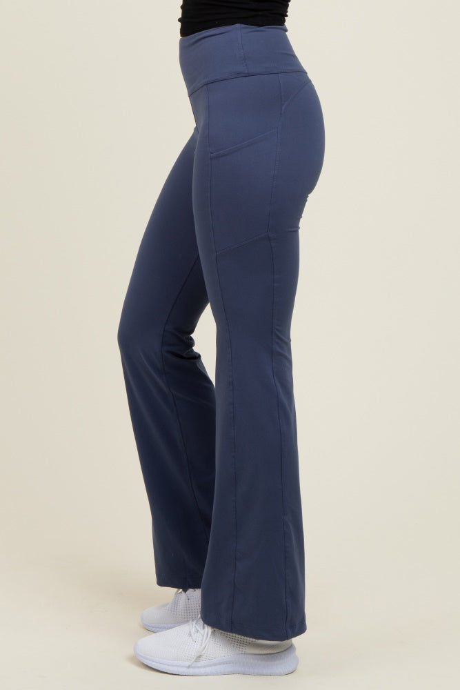 Navy Active Pocket Flared Leggings