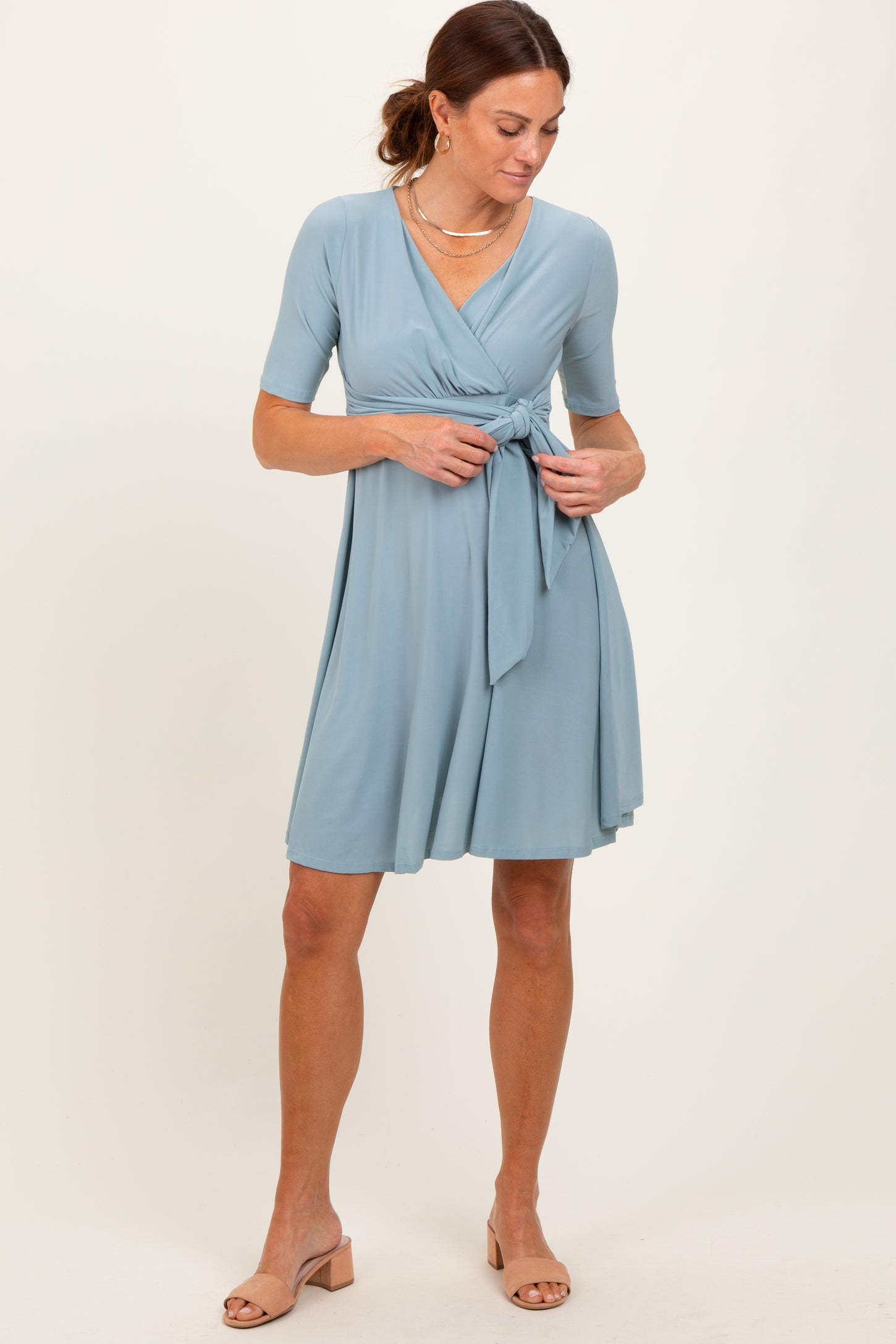 Mint Waist Tie Nursing Dress