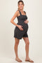Charcoal Ribbed Smocked Bodice Maternity Romper