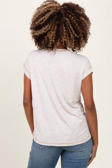 Beige Double Layer Short Sleeve Maternity Nursing Top