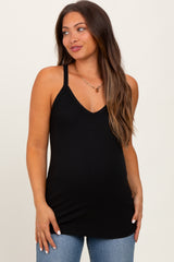 Black V-Neck Racerback Maternity Tank Top