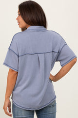 Gray Ribbed Reverse Stitch Maternity Tunic Top